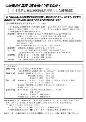 日本政策金融公庫国民生活事業の主な融資制度について
