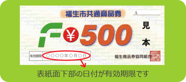 福生市共通商品券・表紙最下部の日付が有効期限です
